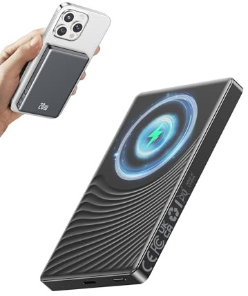 Ntaanoo iPhone Powerbank für Magsafe, Ultra Slim 10000mAh Magnetic Power Bank Wireless, 20W PD Schnellladung Akkuspack Induktives Laden für iPhone Air/17/16/15/14/13/12 Max/Pro/Plus/Mini, Schwarz