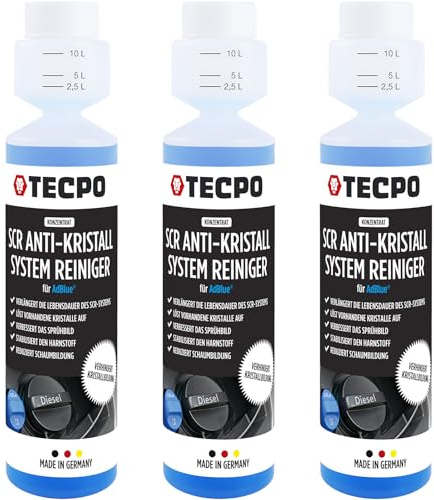 TECPO SCR Anti-Kristall Konzentrat Additiv 3X 250 ml hochwirksamer Harnstofflösung Konzentration Zusatz Harnstofflösung passend für AdBlue® verhindert Kristallbildung im SCR-System