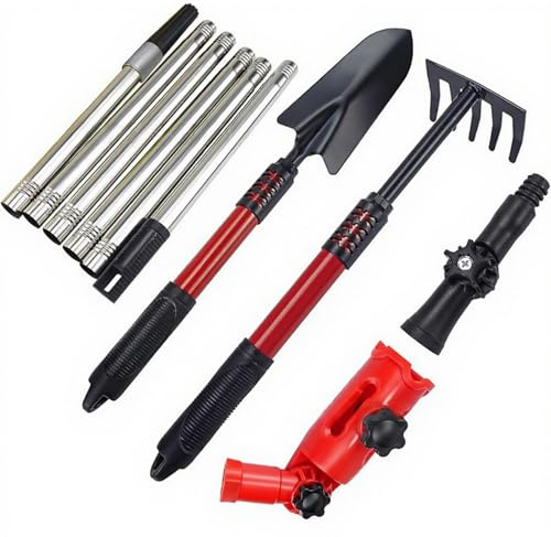 Gutter Cleaning Tools from the Ground 67in Telescopic Steel Gutter Cleaner Includes Rake & Shovel & 360° Rotate Connector for Leaves, Plants, Weed, Snow