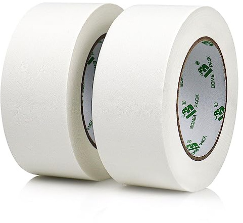 BOMEI PACK 2 Rollen Mattes Panzerband Gewebeband Hohe Zugfestigkeit Wasserfest- 50mm*20m in mehreren Farben erhältlich (Weiß)