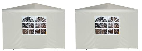 DEGAMO Seitenteil für Pavillon 3x3 Meter mit Fenster, Ecru, 2 STÜCK