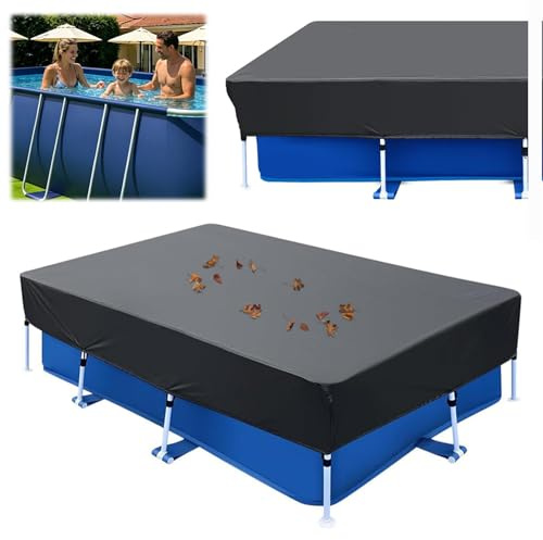 Poolabdeckung Rechteckig 400 x 215 cm, Sommer & Winter Abdeckung für Schwimmbecken für Frame Rectangular Pool, UV-beständig Staubdicht Pool Protector Poolabdeckplane, Schwimmbad Abdeckung Rechteckig