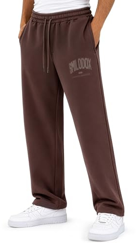 SMILODOX Jogginghose Herren Oswin, Oversized Fit Trainingshose mit elastischem Bund & verstellbarem Kordelzug, Logo-Print, praktische Seitentaschen, Lange Sporthose für Freizeit und Sport