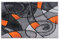 Masada Rugs, Moderner Teppich-Matte, Orange, Grau, Schwarz, 60 x 90 cm