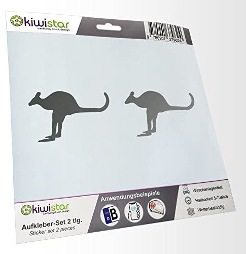 hauptsachebeklebt - 2X Kennzeichenaufkleber -Känguru - Kangaroo - Australien Aufkleber für Auto, Laptop, Fahrrad, LKW, Motorrad Mehrfarbig JDM Decal Racing