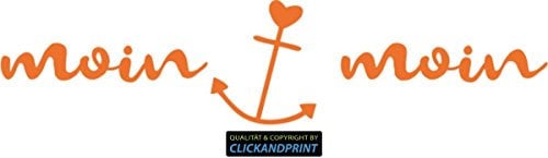 CLICKANDPRINT Aufkleber » Moin Moin, 320x74,6cm, Hellrotorange • Wandtattoo/Wandaufkleber/Wandsticker/Wanddeko/Vinyl