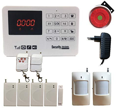 Wireless GSM SMS Sistema di Allarme Domestico, Tastiera Touch Sistema di Allarme Sicurezza Casa con Sensori Rivelatore Senza Fili HuilingyiTech (b130-2p4d)