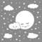 162 Wandtattoo Vollmond mit Wolken und Sternen weiß - in 6 Größen - Babyzimmer Kinderzimmer Wanddeko Wandbild Junge Mädchen Größe 750 x 420 mm