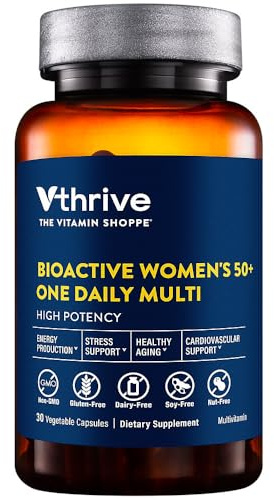Vthrive BioActive Women 50+ One Daily Multivitamin, Women’s Multivitamin with Essential Vitamins and Minerals, Supports Healthy Aging and Daily Wellness, Gluten Free, Non GMO, Vegetarian, 30 Capsules