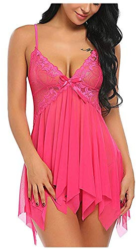 Tezenis Donna Intimo Indumenti Da Notte Sexy Da Notte Per Donna Biancheria Da Notte Da Notte Lingerie Di Grandi Dimensioni Scollo A V Lingerie Di Pizzo Set Di Biancheria Intima Perizoma S-3Xl-Ros