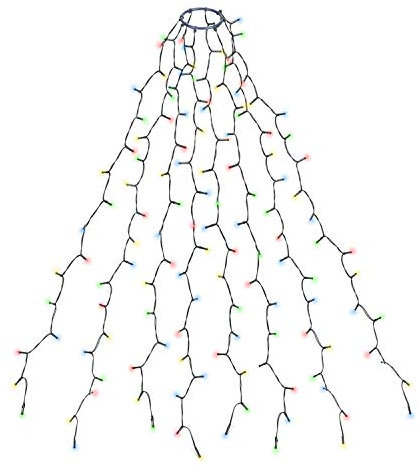 SALCAR 2m Christbaumbeleuchtung mit Ring und 8 Girlanden, 280er LED Überwurf Lichterkette Weihnachtsbaum für 150cm, 180cm, 240cm Tannenbaum, Bunt