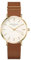 Rosefield Damenuhr The West Village Gold 33 mm Rundes Gehäuse mit Weißem Zifferblatt und cognacfarbenem Band - WWCG-W86