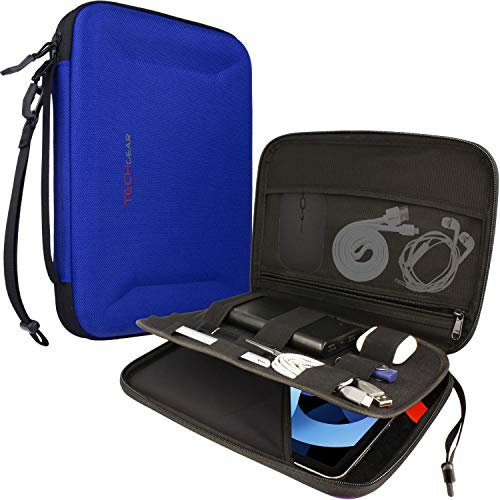 TECHGEAR Portfolio Organizer Tasche, Hartschale mit Riemen, USB Kabel iPad Stift Halter und Griff Schutzhülle, Tragetasche Hülle mit Stifthalter für iPad Pro 11 iPad 9/8/7 10.2 iPad Air 5/Air 4 10,9