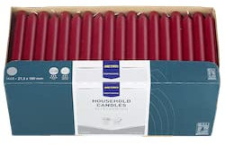 METRO Professional Tafelkerzen, 144 Stück, bordeaux, Ø 21.5 mm (180 mm lang), 6h Brenndauer, Gastronomiebedarf, Gastronomiekerzen, Gerade Kerzen, Household Candles, Made in Europe