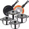 San Ignacio Bateria de cocina 8 piezas apta para induccion Hita en acero inoxidable con juego de sartenes Neon (20,24 cm) en aluminio forjado aptas para induccion, PK3230