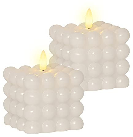 Bubble Kerze | LED Kerzen mit Timerfunktion | LED Kerzen flackernde Flamme | Bubble Kerzen 2er Set | LED Kerze mit Timer | Kerzen Deko | Kerzen LED | elektrische Kerzen mit Batterie und Timerfunktion