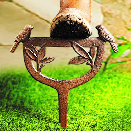 Bird & Leaf Design Shoe Scraper – 34 x 26cm Decorative Ornamental Antique Finish Cast Iron Shoe Cleaner – Keep your Shoes, Boots & Home Free from Dirt and Mud