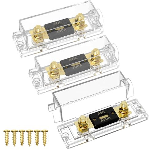 Joinfworld 300 Amp ANL Sicherungshalter mit 300A ANL Sicherung, ANL Sicherungsblock 0/2/4 Gauge für Auto Audio System - 3 Pack