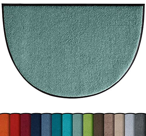 Erwin Müller Fußmatte halbrund Mainz, Schmutzfangmatte, Sauberlaufmatte uni jade Größe 60x85 halbrund - rutschfest, pflegeleicht, für Fußbodenheizung geeignet (weitere Farben, Größen)