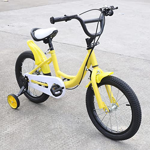 DENEST kinderfahrrad 16 Zoll Jungen mit stützräder, kinderfahrrad ab 3-10 Jahre Grün Fahrrad Kinder Kinderrad Fahrrad Bike mit 2 Bremsen (Gelb)