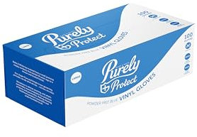 Blake & White Blue Vinyl Gloves Large - Purely Protect Powder and Latex-Free Disposable Gloves - BSEN455 Certified for Medical, Healthcare and General Use - Box of 100