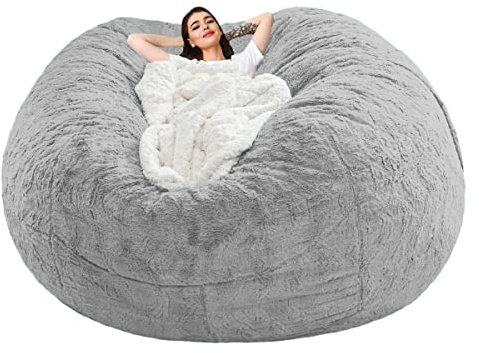 Halatua Bean Bag Sofa Cover (Light Gray, 6FT(D153*H65cm) ONLY Cover)