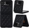 XIZYO for Samsung Galaxy Z Flip 3 Leather Case, Hard PC Shell Solid Color Folding Shockproof Phone Cover, for Women Girls Slim Luxury Non-Slip Phone Case, Black