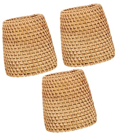 NUOBESTY 3pièces Organisateur De Bureau Rotin Récipient à Stylo pour Décoration De Bureau Maison Support Pratique pour Crayons Et Pinceaux Design Pastoral Élégant