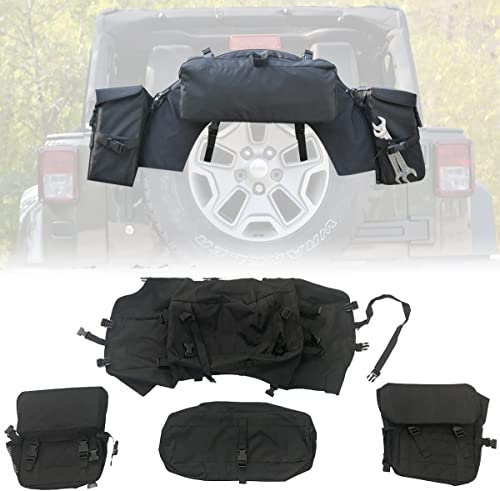 Ersatzreifen-Rucksack, Müllsack, Outdoor-Aufbewahrungstasche für Jeep Wrangler, JK, JL, TJ, UTV, SUV, Wohnmobil, LKW, Offroad-Bergungsausrüstung, verstellbar, universeller Camping-Organizer