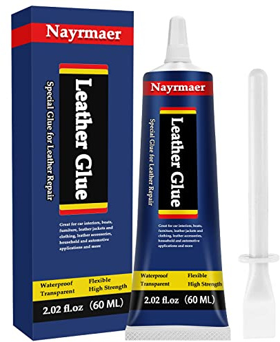 Nayrmaer Lederkleber, Spezialkleber für Stoff, permanent, transparent, waschbar, zum Kleben zwischen Leder und Leder, Substraten aus verschiedenen Materialien (1 Packung)