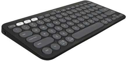 Logitech Pebble Keys 2 K380s, Multi-Device Bluetooth Wireless Keyboard with Customizable Shortcuts, Slim and Portable, Easy-Switch for Windows, macOS, iPadOS, Android, Chrome OS - Tonal Graphite