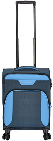 Kenorada Reisetrolley AIRSOLID 4w Spinner | Koffer mit Vier Rollen | Trolley aus robustem Polyester | dreistelliges TSA-Zahlenschloss | Weichgepäck Koffer Stoff (Blue, S - Handgepäck)