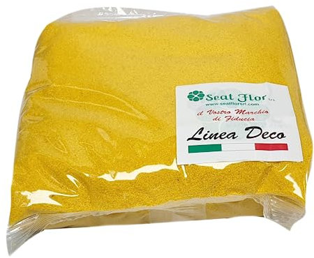 Seat Flor SRL® - Arena de Colores para decoración de jarrones, 0,5 mm, Bolsa de 1 kg Aprox. (25 Colores Disponibles) (Amarillo)