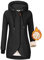 UMIPUBO Felpa Donna con Cappuccio Invernale Felpe con Zip Fodera in Pile Hoodie Sweatshirt a Manica Lunga Caldo Lungo Giacca con Tasche Cotone Termica Cappotto Pullover (Nero, L)