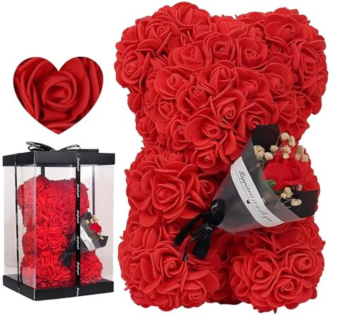 Ours en forme de rose, rose Ted dy Bear avec boîte transparente, ours décoratif pour la Saint-Valentin, décoration d'intérieur, romantique pour elle, Saint-Valentin, anniversaire de mariage, 24 x 16
