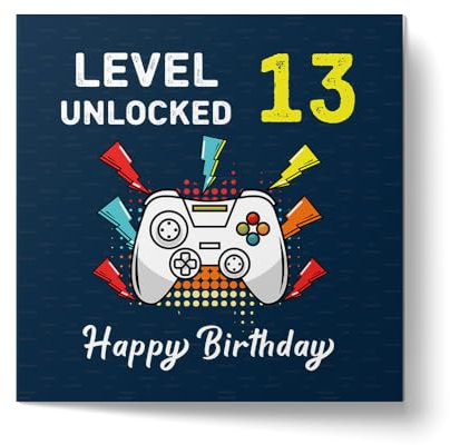 Papa Prints Geburtstagskarte zum 13. Geburtstag Junge Happy Birthday Karte mit Umschlag (145 x 150 mm) Geburtstagskarten für Teenager Jungen