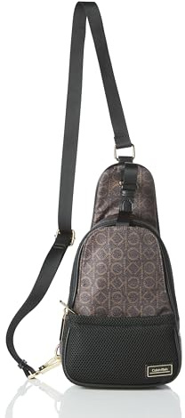 Calvin Klein Damen Backpack Jessie Organizational Sling Rucksack, Braun/Khaki/Schwarz
