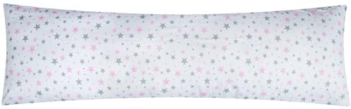 Heubergshop Renforcé Seitenschläferkissen Bezug 40x145cm - Sterne - 100% Baumwolle, Kissenbezug, Kinder (EW 640/2)