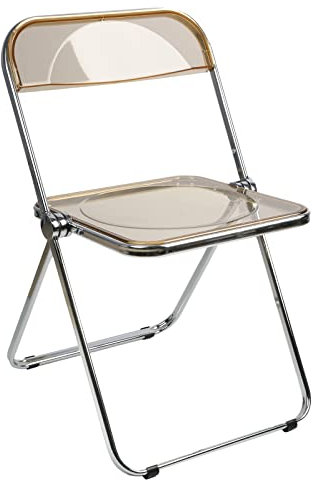 Willonin Transparenter Klappstuhl für Bankett, Konferenz, Party, starker Obust, Rahmen aus Metall, Acryl, 1 Stück, 46 x 46 x 75 cm (Bernstein)