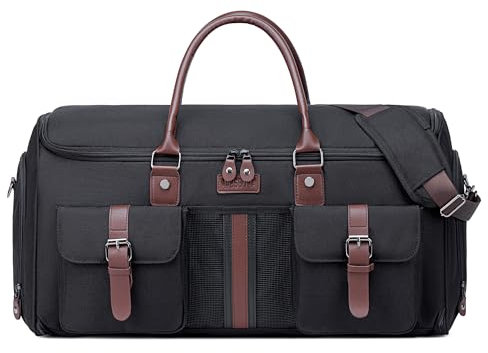 Kleidersack Reisetaschen für Anzüge, Vessgra Anzugtasche, Umwandelbarer Garment Duffel Bag für Männer und Frauen, 2 in 1 Kleidersack Tasche Hängetasche für Anzug mit Schuhtasche (Schwarz)