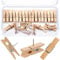 Alethron Holzklammern mit Stecknadeln 50 Stück Natürlich Holz Push Pins Clips Pinnadeln Holz Reißnägel Reißzwecken für Korktafeln Handwerk Büros Zuhause
