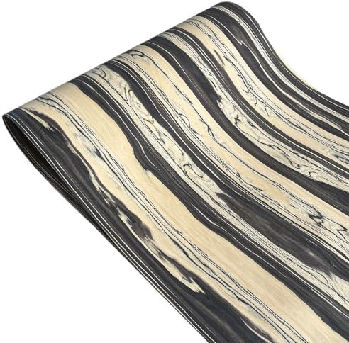 MNUPL 1 Rouleau de placage ébène en Bois à Carreaux Noir et Blanc, Meubles en Bois Faits à la Main, Son/Audio Guitare, Bricolage Artisanat de placage 55x240cm