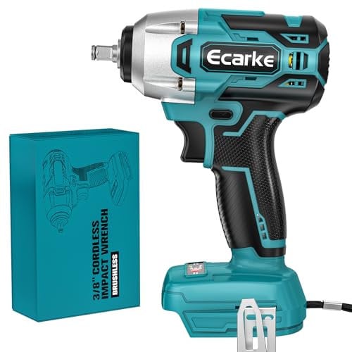 Ecarke Avvitatore a Impulsi 340 Nm, 3/8 Brushless, Compatibile con Batterie Ma-kita 18V, con Luce LED per Auto, Moto, Impalcature e Smontaggi (Senza Batteria)