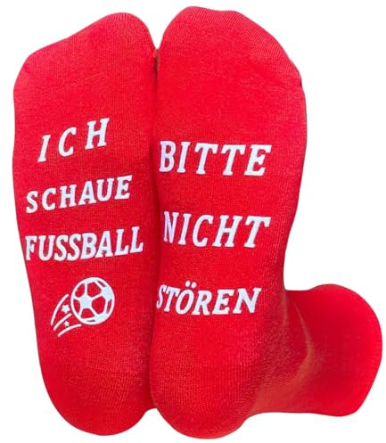 Himozoo Neuartige Lustige Fußball Socken Geschenke, BITTE NICHT STÖREN, ICH SCHAUE FUSSBALL - Neuartige Socks für Männer, Frauen und Fußballliebhaber(Rot-FUSSBALL)