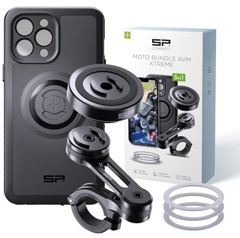 SP CONNECT Moto Bundle II AVM Xtreme | SPC+ | Halterung kompatibel mit iPhone 13 Pro Max | Handyhalterung für Motorrad | Handyhalter Smartphone | Zubehör vibrationsgedämpft für Motorroller Moped
