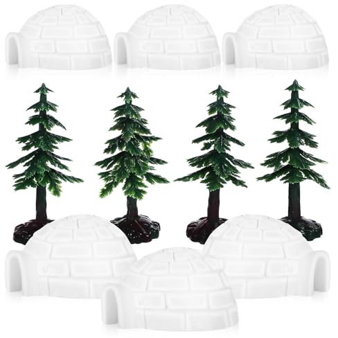 Housoutil Iglu-Modelle Eishaus 1 Set Mini-Weihnachtsbaum-Iglu-Modell Miniatur-Ornamente Miniatur-Iglu Aus Kunstharz Für Weihnachtsdekorationen Und Winterdekorationen