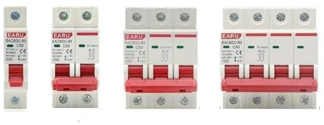 GFDSGRE Diferencial Auto Rearmable Minidisyuntor Solar de CC de 1000 V, 1P, 2P, 3P, 4P, Interruptor de protección contra sobrecarga, 6 A ~ 63 A/80 A, 100 A, 125 A Diferencial Auto Rearmable(1P,50A)