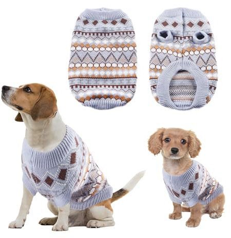 Yoolhamy Hundepullover, Weihnachten Pullover für Kleine mittelgroße Hunde Weihnachtspullover Hund Dicken Hundepulli Warm Hunde Pullis für Chihuahua Französische Bulldogge (Blau, M)