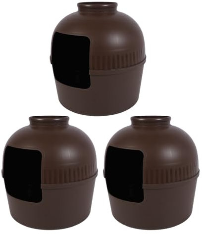 Luocute Spacious Cat Litter Box Planter Enclosed Cat Litter Box, Litter Box, Round Enclosed Cat Litter Box Planter, All Season Use, Easy to Clean, for Indoor Cats, Home Decoration (Brown)