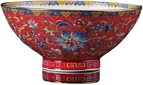 BPABDEITR Bol Chinois Ancien en Céramique Vaisselle Asiatiqu Bol à soupe en céramique 13cm 5,1 pouces, bol à pieds hauts de Style chinois coloré, vaisselle de luxe de palais en céramique